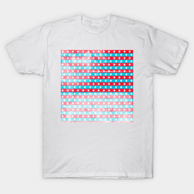 Red white and blue stars and stripes in an Americana tribute T-Shirt by pickledpossums